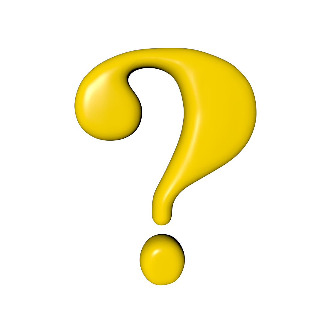 big plastic yellow question mark